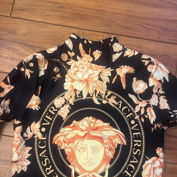 Versace Black and Orange Medusa Floral Top - Picture 5 of 8